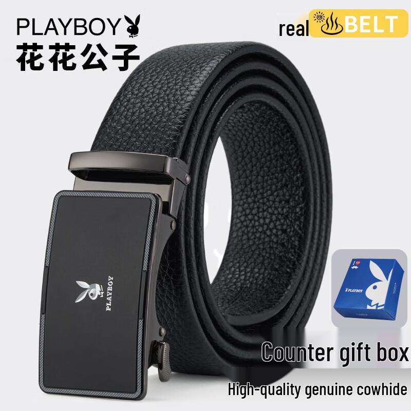 PLAYBOY Men s Genuine Leather Automatic Buckle Belt 120cm