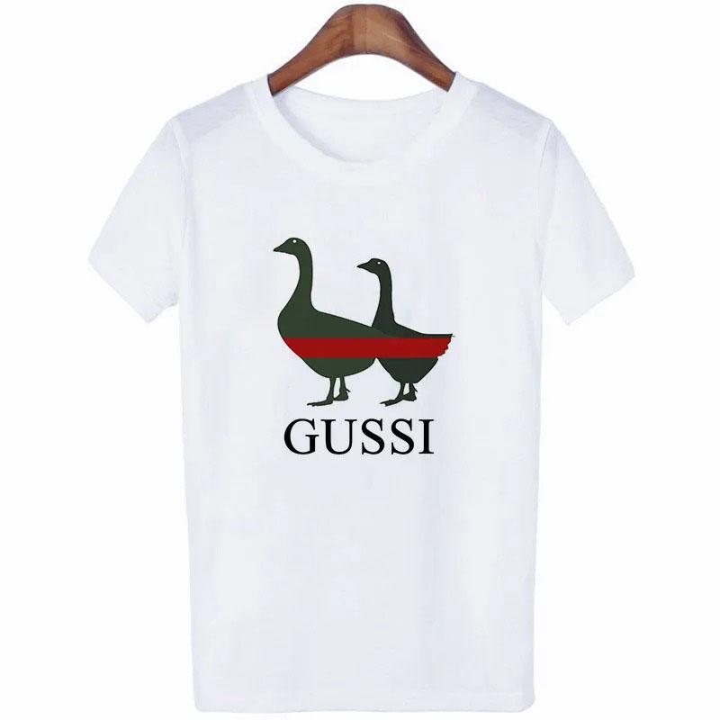 ZX TEE Two Goose Gothic T-Shirt Aesthetic Cloth Accessories Short Sleeve O-Neck Female Summer Casual Top Women Crew White Basic Tees