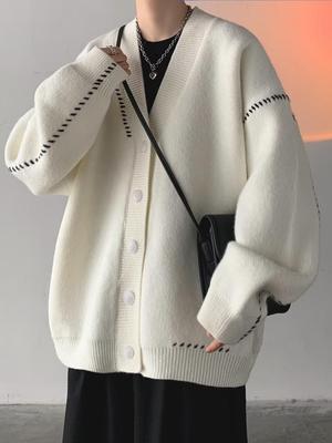 Men's 2025 Vintage Loose Knit V-Neck Cardigan for Winter