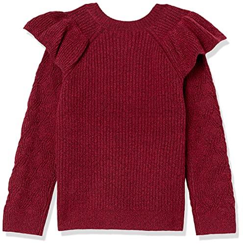 Amazon Essentials Soft Touch Ruffle Knit for Girls, Raspberry Red, Shearling, Sizes 115-130