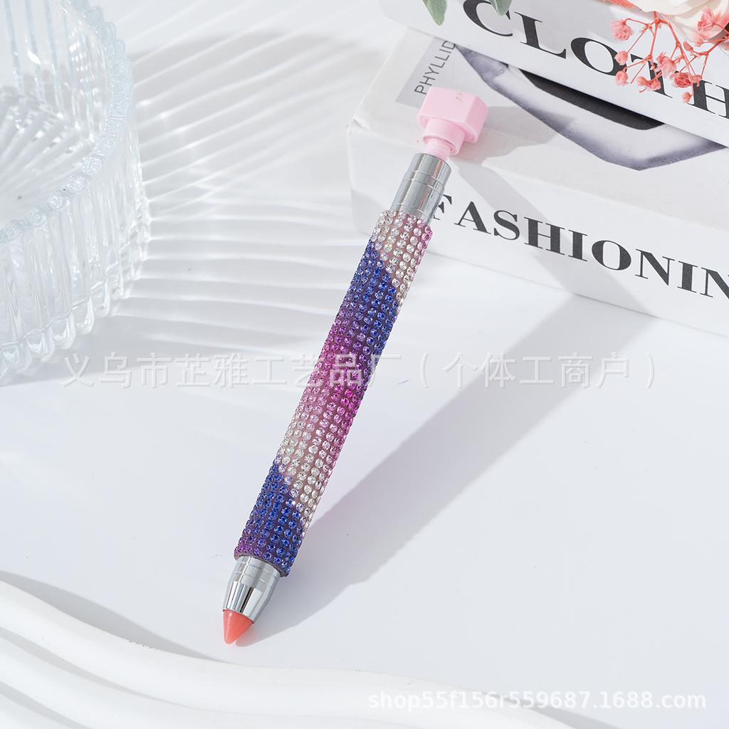 Diamond-encrusted nail art tools Double-head point pen wholesale Rotary push-pressing mud Sticky drill point pen Wave point drill pen