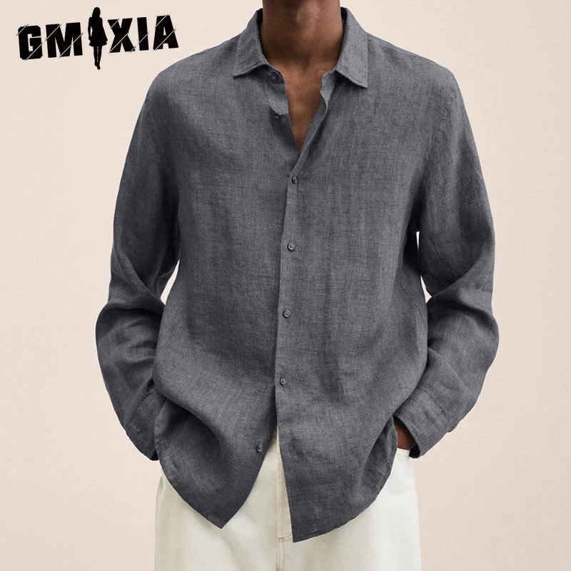 GMXIA Baumwolle Langarm T-Shirt Herrenmode Lockeres Shirt Bedrucktes Mitfühlendes Shirt