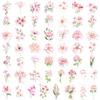 50PCS Cute Pink Flower PET Sticky Sticker Aesthetic Tear Open DIY Decoration Scrapbooking Stationery Supplies