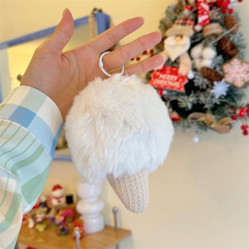 18 cm Eiscreme-Plüsch-Rucksack, Anhänger, Dessert, Essen, süßes Spielzeug für ausgestopfte Puppe, bunte Schlüsselschnalle, Geburtstagsgeschenk, Tasche, Dekor