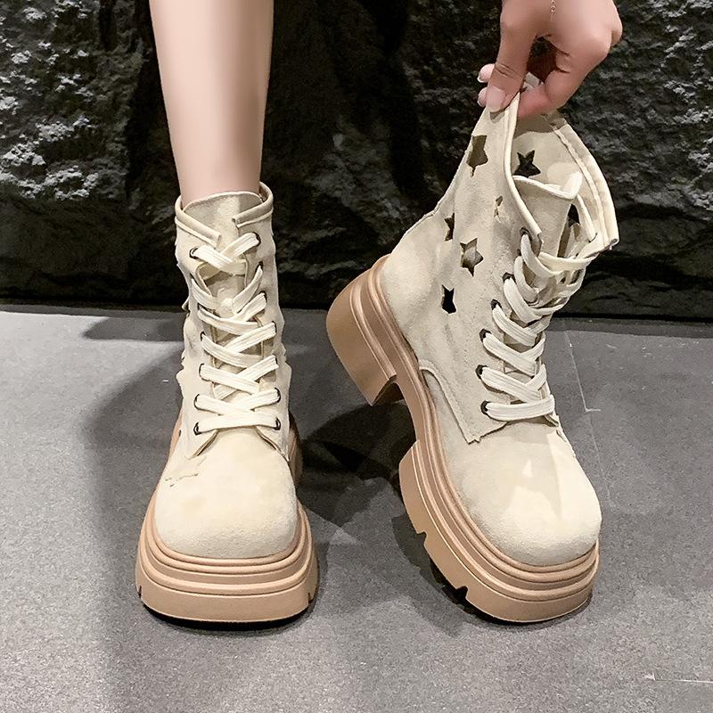 Women s Platform Martin Boots Breathable Hollow Out Ankle Booties for Spring/Summer,Chunky Sole Fashion Sandals 35