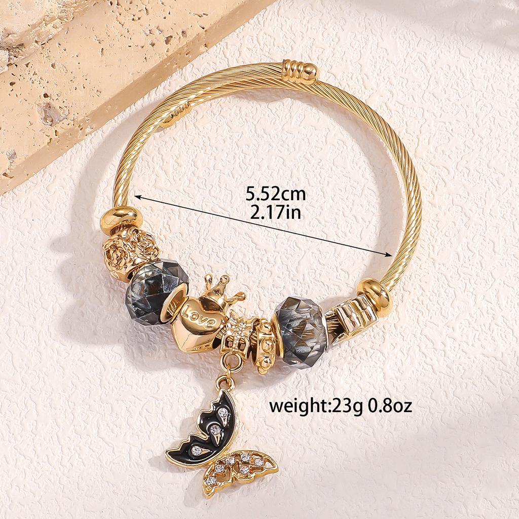 Women All Match Crystal Butterfly Beads Bracelet Cuff
