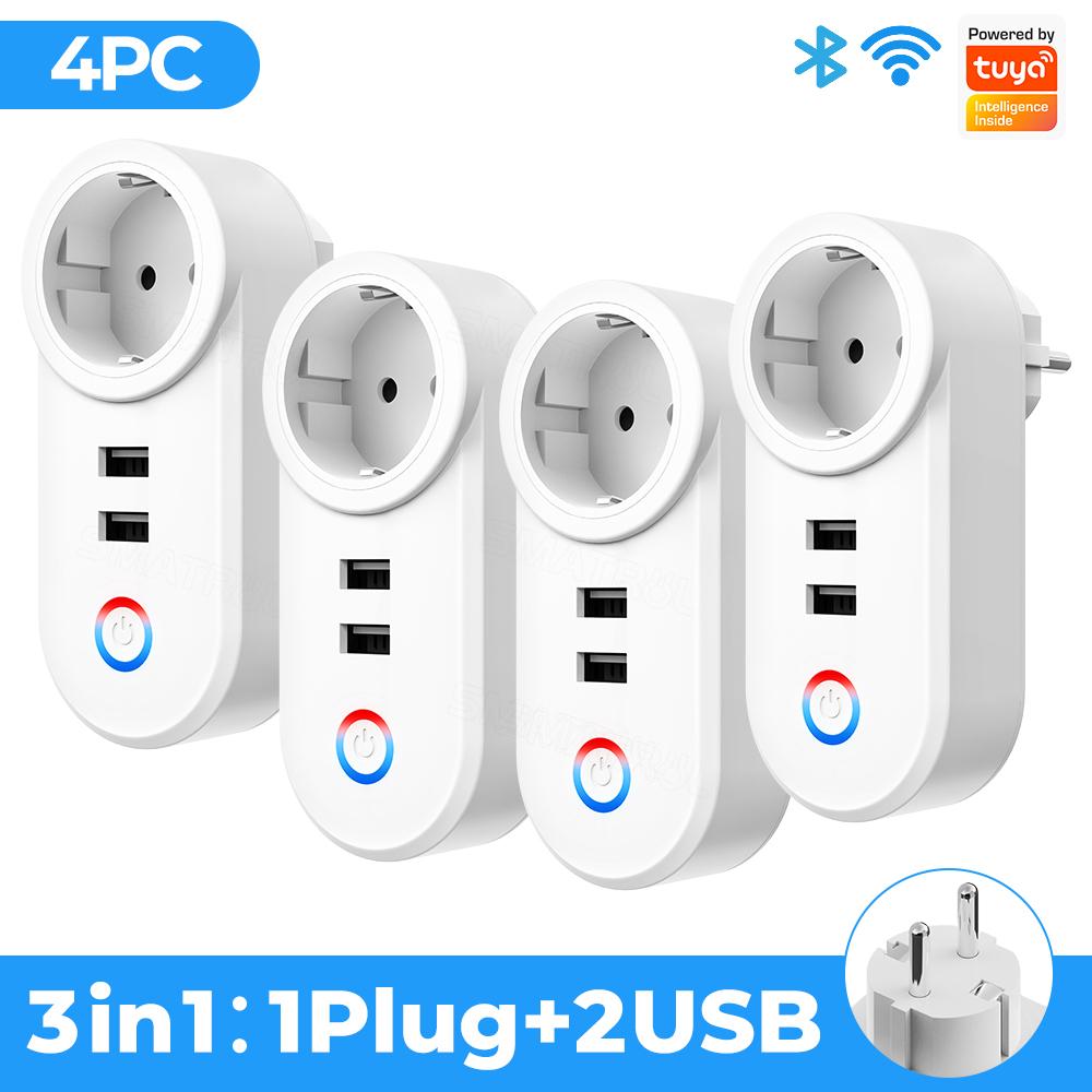 Tuya Wifi Smart Usb Priză Eu Plug 16a Adaptor priză Încărcare Voce Timing Smart Life App electrică pentru Google Home Alexa