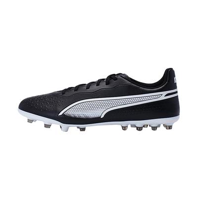 King Match King Round Toe Lace-Up MG (Rubber Short Studs) Artificial Grass Fabric Football Shoes Men Football Shoes Black 107572-01