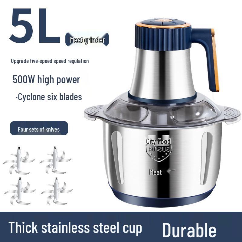 Stainless Steel 5L Automatic Meat Grinder & Multifunctional Food Processor