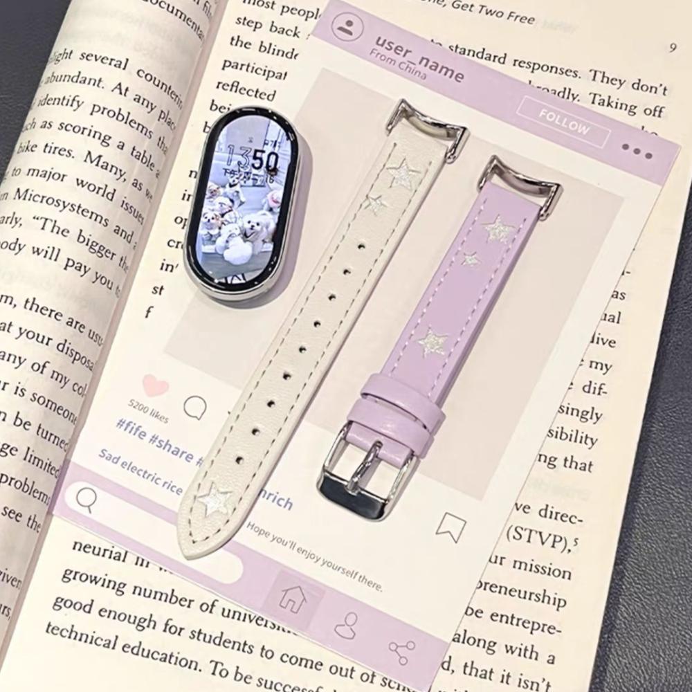 Cinturino in Pelle Dopamine Stars per Xiaomi Mi Band 10 9 8 Braccialetto da Polso per Xiaomi Band 8 9 10 Pro Fibbia Metallica per Huawei Fit 3 4 5 Pro Braccialetto Sportivo