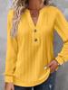 European & American Autumn/Winter Women's Long-Sleeve V-Neck Button T-Shirt 2024