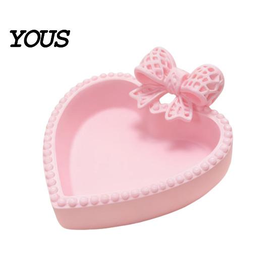 Combined Decorative Trays Set 3D Printed Bow Jewelry Tray, Cute Heart-Shaped Organizer, Stable Desktop Organizer Bay Window Decor Accessory for