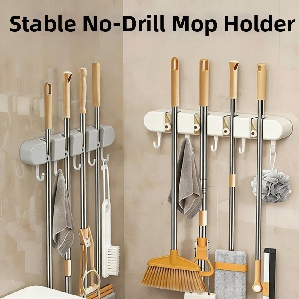 5 Hook Mop Clip Wall Mounted Broom Hanger Multi-functional Broom Organizer Clip Shower Room