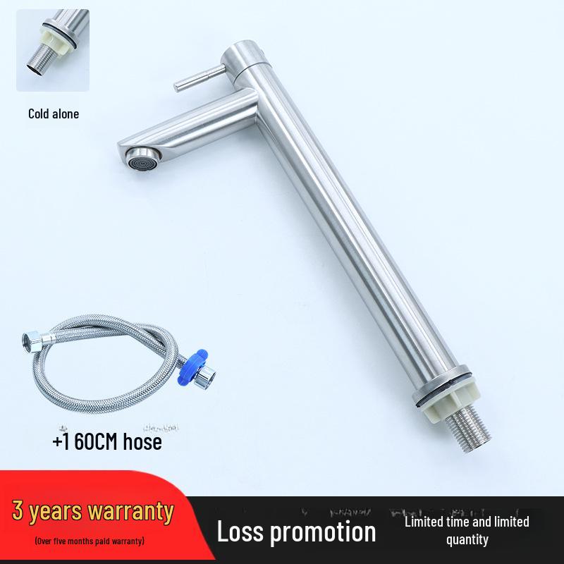 304 Stainless Steel Tall Single Cold Bathroom Faucet