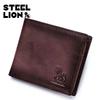 Men's Genuine Leather Short Wallet Anti-Theft RFID Blocking Multiple Card Slots Card Holder