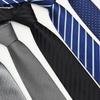 Men's 8cm Black/Grey Striped Jacquard Silk Blend Tie