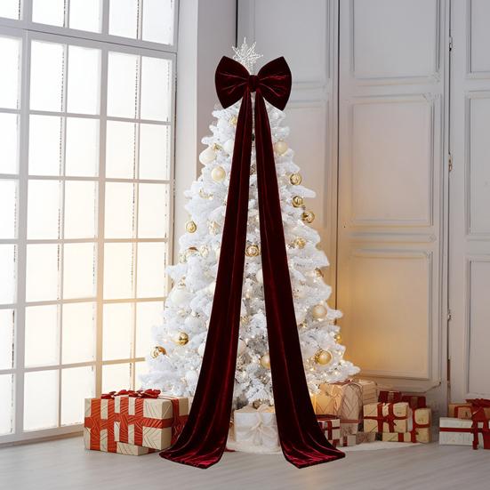 Large Christmas Tree Topper Bow Red Velvet Ribbon Gift Bows for Home Wreath Birthday Wedding Party Room Wall Backdrop Decoration