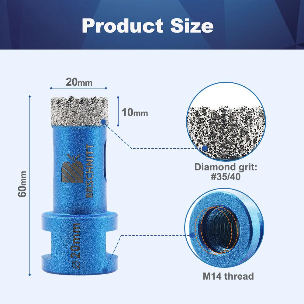 BRSCHNITT Drilling Bit Dia 20-100mm for Granite Marble Stone Hole Saw Porcelain Tile Cutter Drilling Core Bit