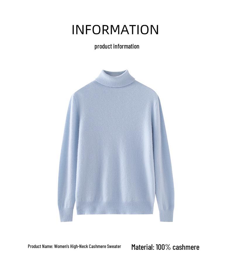 100% Cashmere Women's High Neck Solid Color Loose Fit Sweater for Autumn/Winter