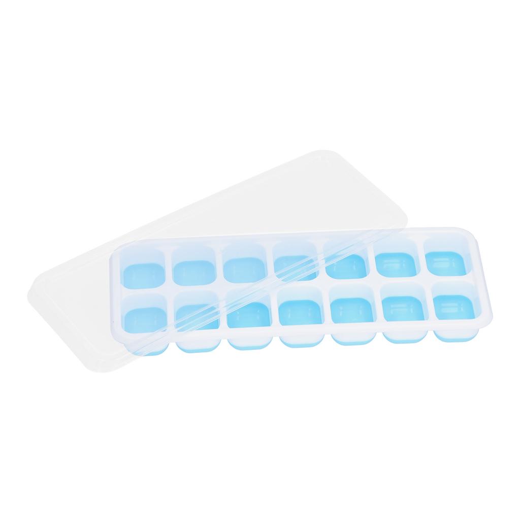 Ice Cube Tray Food Grade Plastic Silicone Ice Mold with Removable Lid for CocktailBlue