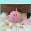 Spring Embroidered Heart Kids Shoulder Bag With Chain For Girls And Boys