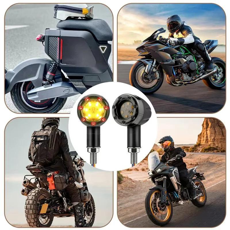 2/4Pcs Motorcycle LED Brake Tail Light Amber Red Turn Signal Indicator Bulbs Waterproof Rear Lamps for Scooter Cruiser Chopper