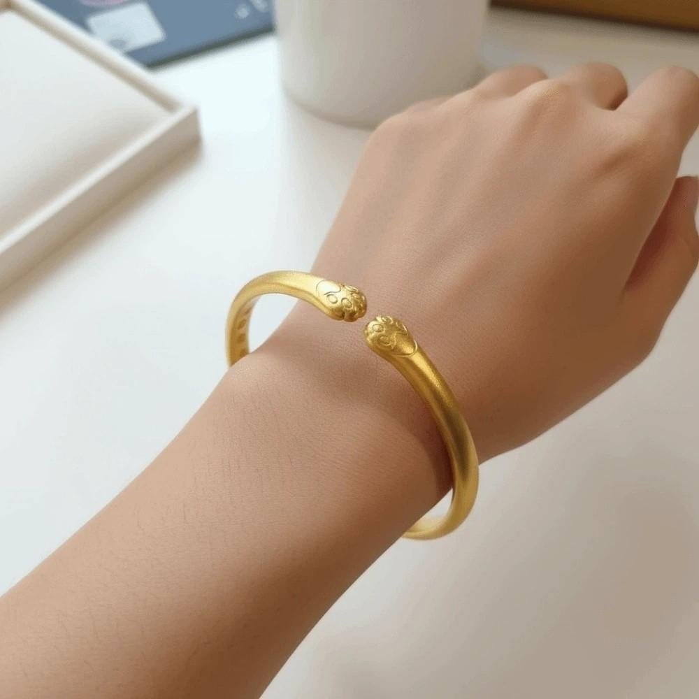 Baby Armlet Metal Opening Bangle Carved Pattern Frosted Golden Wrist Jewelry  Versatile