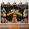 Striscione spagnolo "Feliz Cumpleaños" adatto per feste estive e autunnali, forniture per fotografia e decorazioni per feste di compleanno