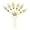 Elegant Peacock Leaf Hairpin Alloy Rhinestone Hair Stick Thai Ethnic Hair Ornament Hairpieces Leaf Hair Accessory