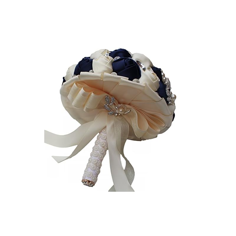 DOTKV Wedding Bouquet Wedding bouquets for bride and Bridesmaid Bridal bouquets for bride Bride bouquets for wedding 7 i синий