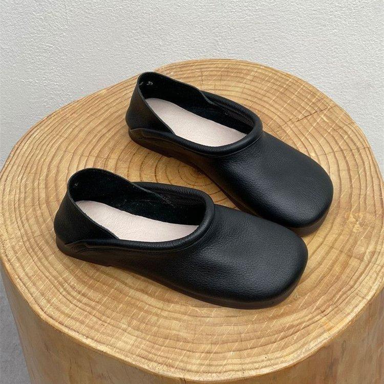 

Неглубокий носок, два надевать одиночные туфли женские весна 2024 новые ретро туфли Mori маленькие кожаные 35 чёрный