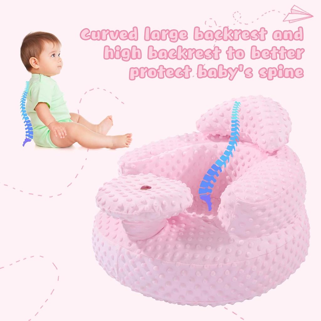 BALAPET Inflatable Baby Seat with Integrated Tray and Back Support for 3-36 Months Toddler, Soft Plush Baby Chair for Sitting Up, Blow Up Baby Floor