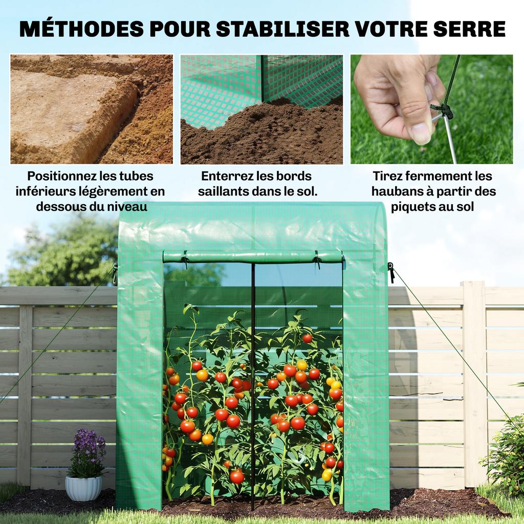 Garden Greenhouse, Balcony, PE Film, Steel Frame, 170 x 68 x 200 cm, Green