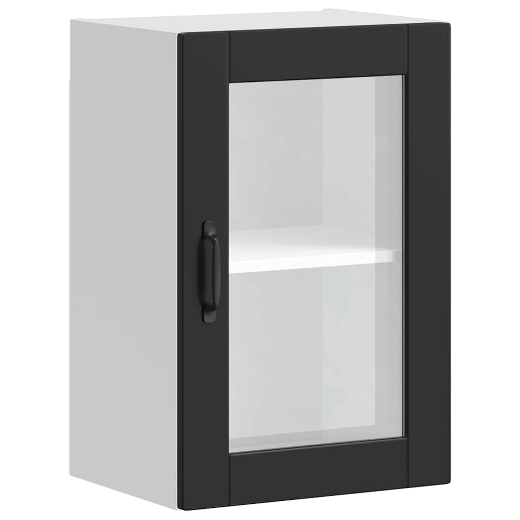 vidaXL Küchen-Hängeschrank mit Glastür Porto Schwarz