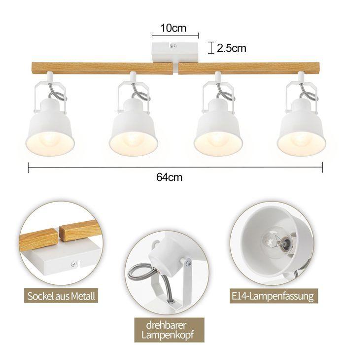 Plafonnier - NETTLIFE - Spot de plafond 4 flammes - Blanc - Métal - Orientable 350°