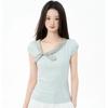 New Hot Girl Short-sleeved T-shirt for Women Slim Fit and Versatile Casual Bow Tie Pullover Elegant Top for Women