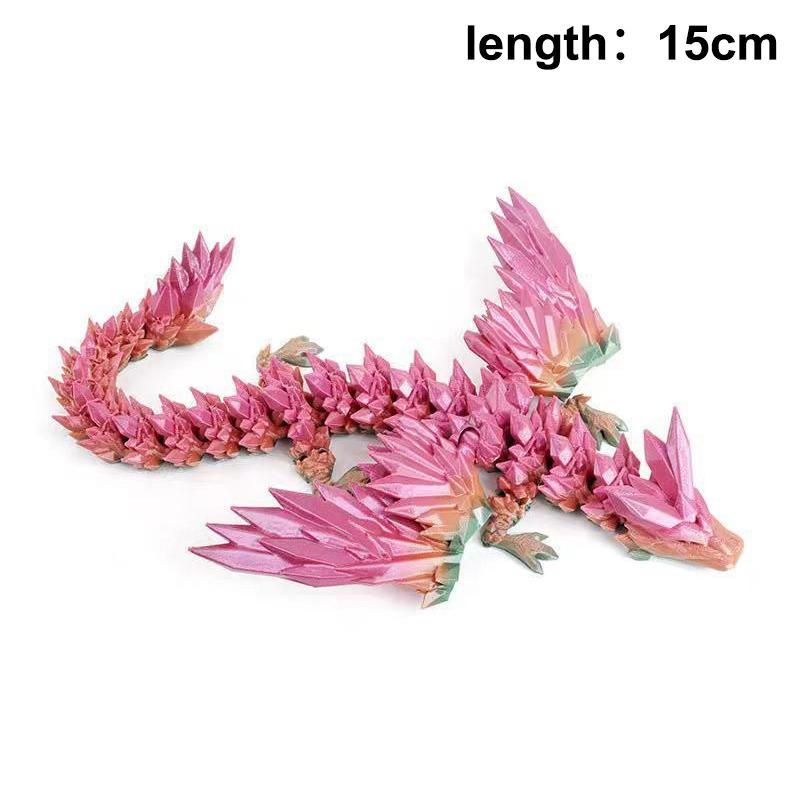 3D Printed Dragon Colorful Gem Dragon Figurines Movable Joint Rotatable Articulated Dragon Crafts Desktop Western Action Figure