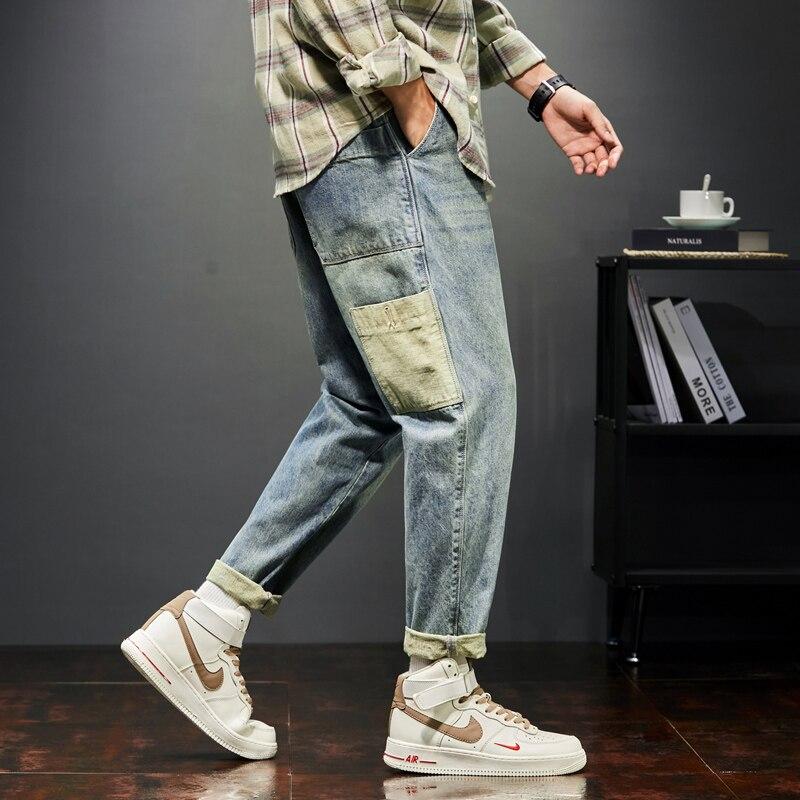 Mens Jeans Harem Pants Fashion Pockets 