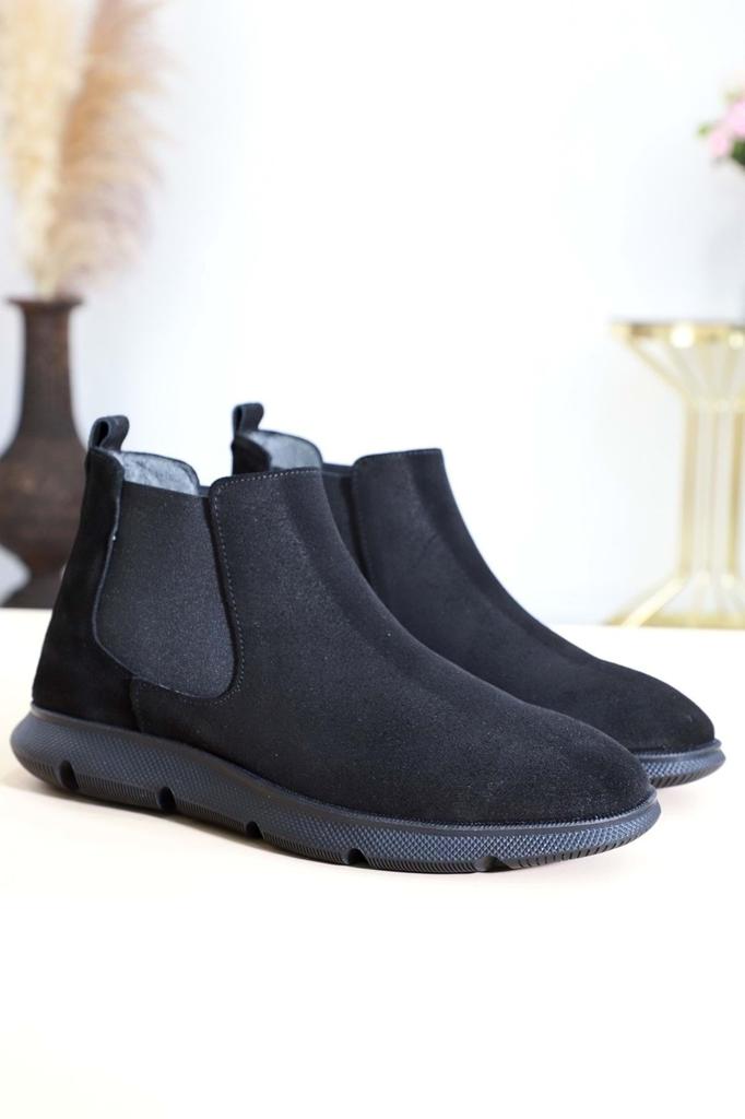 Men's Fashion Genuine Leather Flat Heeled Booties Anatomical Sole Classic Boots Shoes
