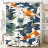 Decorative Fish Bath Mats Waterproof Bathroom Shower Curtain for Modern Home Decoration 3D Printed Blue White Floral Print Water