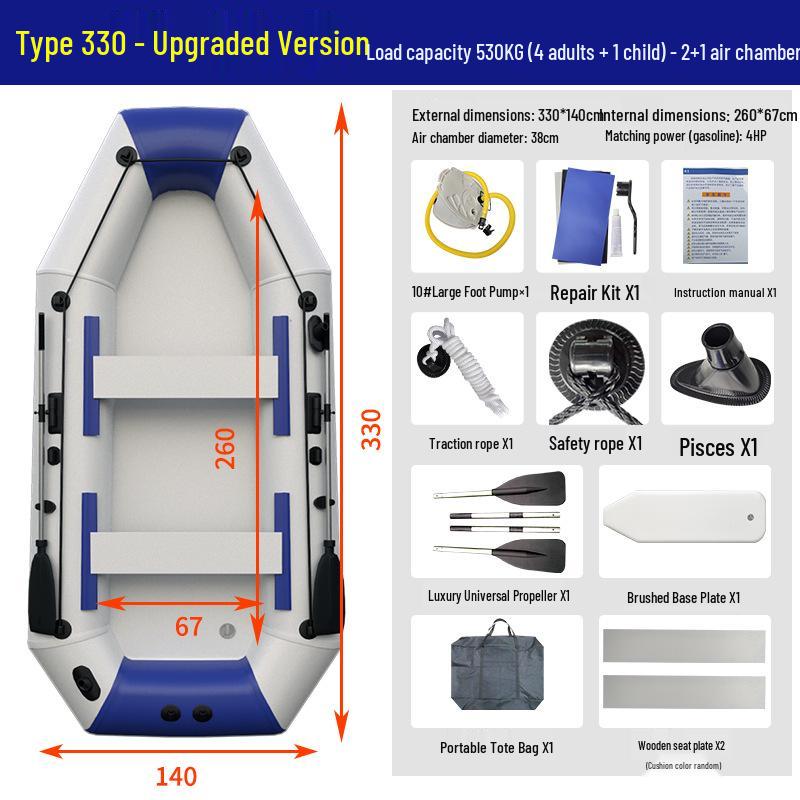 Durable Hard-Bottom Inflatable Rubber Dinghy Kayak for Fishing & Lifesaving