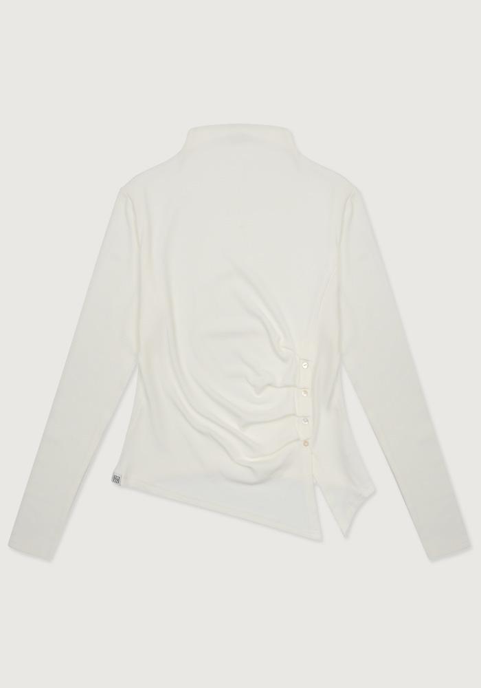 Ebeule Button Pin Tuck T-Shirt Ivory