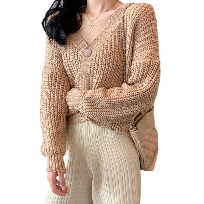 Early Autumn Women's Sweater Loose Knitted Sweater Cardigan Short Sweater Female Student Top