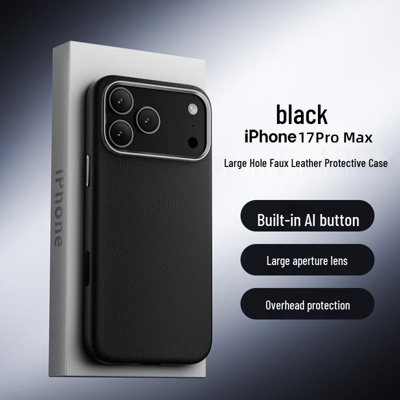 Elektrogeplateerde Echt Lederen Frosted Magnetische Hoes voor iPhone 17 Pro Max