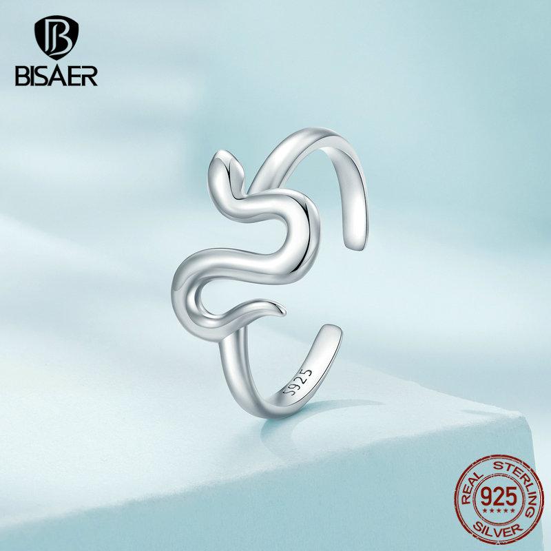 

BISAER Стерлинговое Серебро 925 Уникальное Маленькое Кольцо Змеи для Женщин Модные Ювелирные Изделия 925 silver