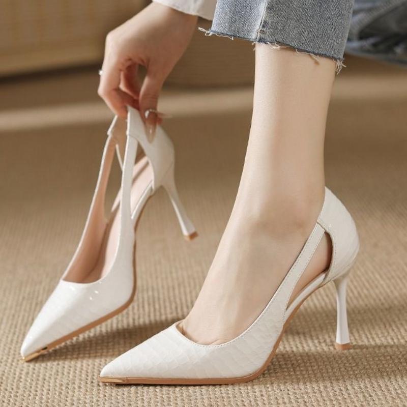 Fashion 2025 New Fashionable and Simple Leather Patent Leather High Heel Outdoor Walking Comfortable Shallow Mouth Light High Heels