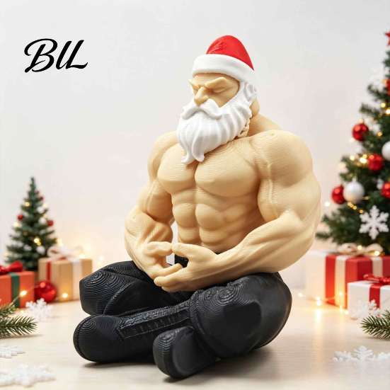 Santa Claus Muscle Figures Strong Muscles Ornament, Lines And Beard Decor, 3D Printed Funny Holiday Party Decorations Christmas Decoration,