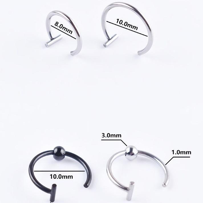 Stainless Steel Fake Lip and Nose Ring - C-Shaped, No Piercing Needed