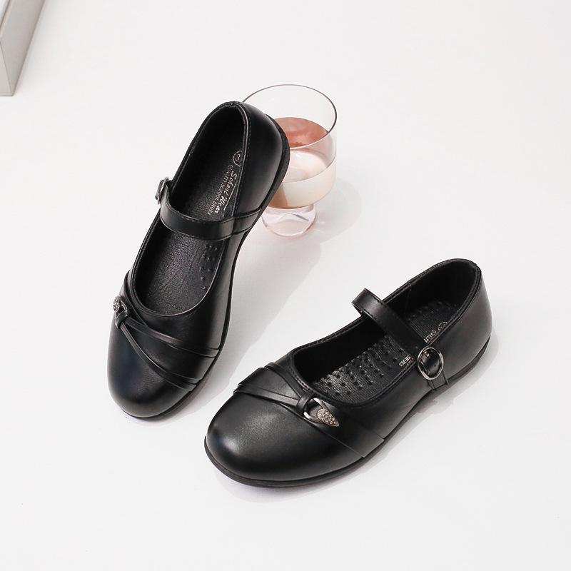 Classic Mary Jane Flats Adjustable Strap Leather School Shoes for Girls