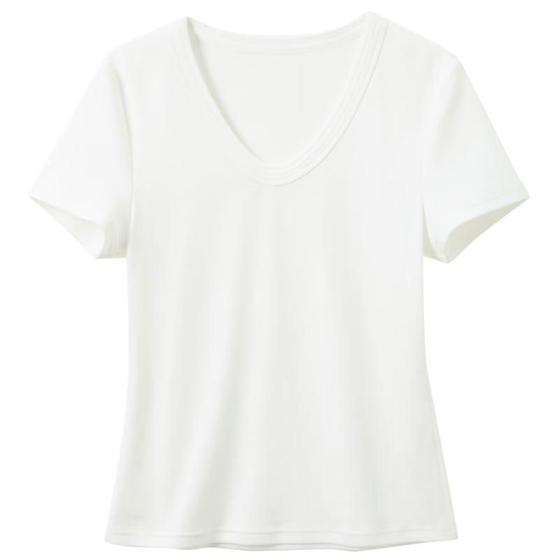 SanCai Lyocell Blend Slim Fit U-Neck Short Sleeve T-Shirt XL